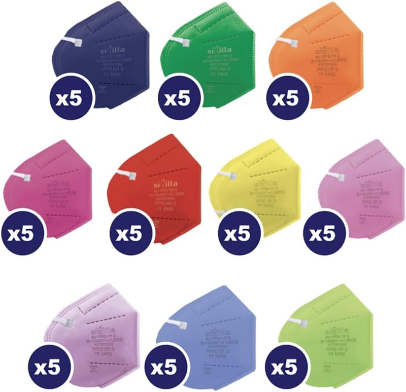 Rotoform FFP2 Maszk 5 Réteg Szűrés 50 db Színes CE2233