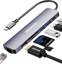 ZESKRIS 7-in-1 USB-C Hub Adapter Ethernet, 100W PD, 4K HDMI, USB 3.0, TF/SD/microSD Kártyaolvasó - MacBook, iPad Pro, Switch Kompatibilis 1