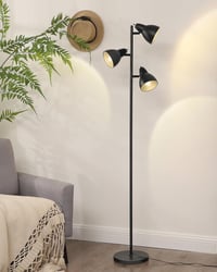 EDISHINE Állólámpa 163 cm - 3 Izzós Fekete Vintage Padlólámpa Forgatható Fejekkel, Egyedi Kapcsolókkal Nappaliba, Hálószobába, Irodába 1