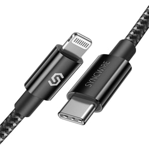 SYNCWIRE USB-C Lightning kábel 1m MFi iPhone 12/11/XS/XR MacBook iPad fekete