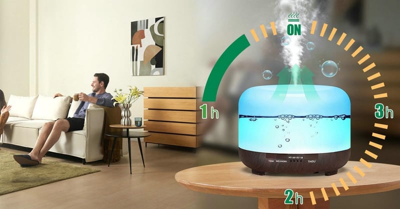 LONID 500ml Fekete Fa Aroma Diffúzor és Párásító Jógához, Babaápoláshoz, Automatikus Kikapcsolással