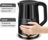 ForMe Rozsdamentes Acél Vízforraló 1,7L - Digitális LED Kijelző, 40-100°C Hőmérséklet Szabályozás, Melegen Tartó Funkcióval, Teafőzéshez, BP 6