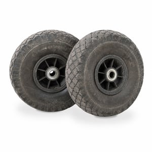 Roată cărucior Relaxdays, set 2 bucăți, cauciuc plin anti-pană, 3.00-4 inch, 260x85 mm, ax 20 mm, max. 80 kg — murdară (stare: vezi a 2-a imagine)