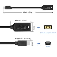 GINTOOYUN PD65W Lenovo Négyzetes USB-C Töltőkábel Laptopokhoz, Telefonokhoz és Tabletekhez - 18cm Univerzális Adapter 65W Teljesítménnyel 2