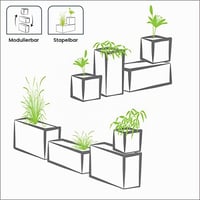 Kvetináč EDA Volcania Up 79,5 x 29,5 x 29,5 cm, 57 l, antracitová sivá s imitáciou kameňa, s jednoduchými stenami a zónou na zadržiavanie vody 7