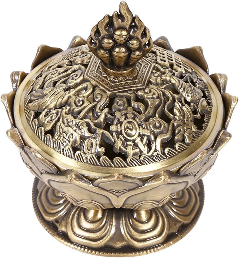 Vintage bronz füstölőtartó, visszafolyó füstölőkhöz, dekoratív