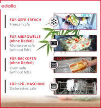 edallo 3 db Nagy Üveg Ételtároló Doboz Légmentes Fedéllel - Szivárgásmentes, Mosogatógép, Sütő, Fagyasztó és Mikrohullámú Sütő Biztos - 3x10 3