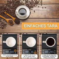 Edasion Digitális kávémérleg időzítővel eszpresszóhoz, 0,1 g pontosság 3 kg-ig, fekete érintőképernyős LED kijelző, vízálló konyhai mérleg 6