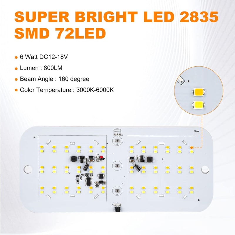Kriogor LED Mennyezeti Lámpa Lakóautóba, 12V, Távirányítós, 4 Üzemmód, 700LM, 2db