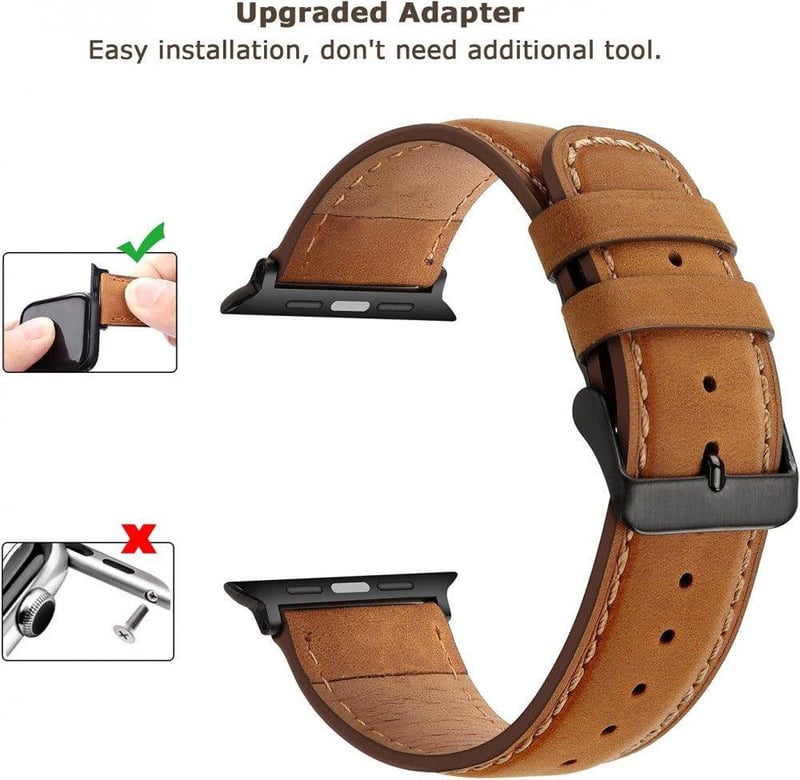 Apple Watch bőrszíj 45/44/42mm - Barna, Ultra/SE kompatibilis