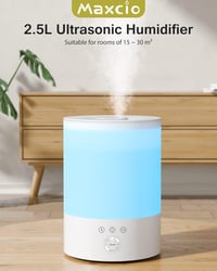 Maxcio 2,5L-es ultrahangos párásító, 3 ködmóddal, időzítővel és LED éjjeli fénnyel 2