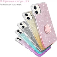 iPhone 12 Mini Lila Glitteres Gyűrűs Tok - Csillogó Lányos Szilikon Védőtok 2