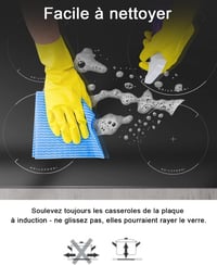 Hobsir 60 cm-es Beépíthető Indukciós Főzőlap 4 Zónával, 7200W, 9 Teljesítményszint, Gombos Vezérlés, Üvegkerámia Felület, Vezetékes 5