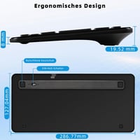 Qulose Vezeték Nélküli Bluetooth Billentyűzet - Újratölthető Mini Klaviatúra USB-C, Ultravékony Ergonomikus Dizájn, QWERTZ, Android/iOS/Wind 6