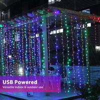 Fulighture 3x3m-es USB LED fényfüggöny, 300 LED, távirányítóval, vízálló, színes, 8 üzemmód 5
