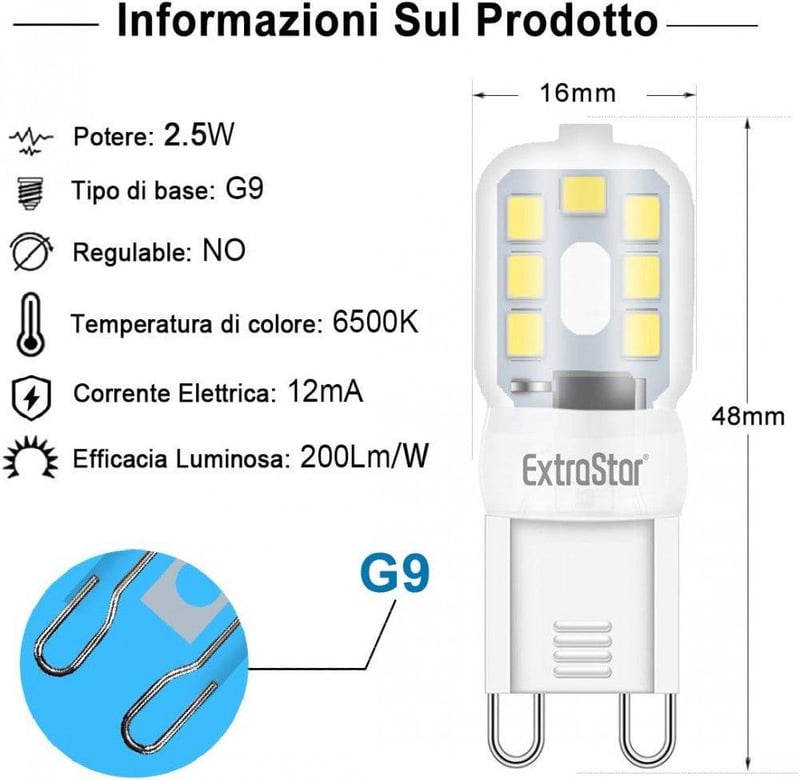 EXTRASTAR G9 LED izzó 2,5W - 20W halogén erejű, energiatakarékos fényforrás