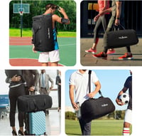Tolaccea 54-72L Bővíthető Sporttáska Cipőtartóval - Unisex Edzőtáska Utazáshoz, Edzőterembe (Fekete) 2