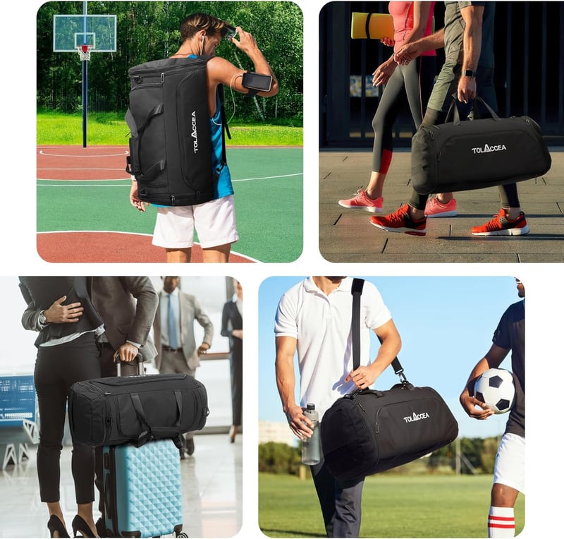 Tolaccea 54-72L Bővíthető Sporttáska Cipőtartóval - Unisex Edzőtáska Utazáshoz, Edzőterembe (Fekete)