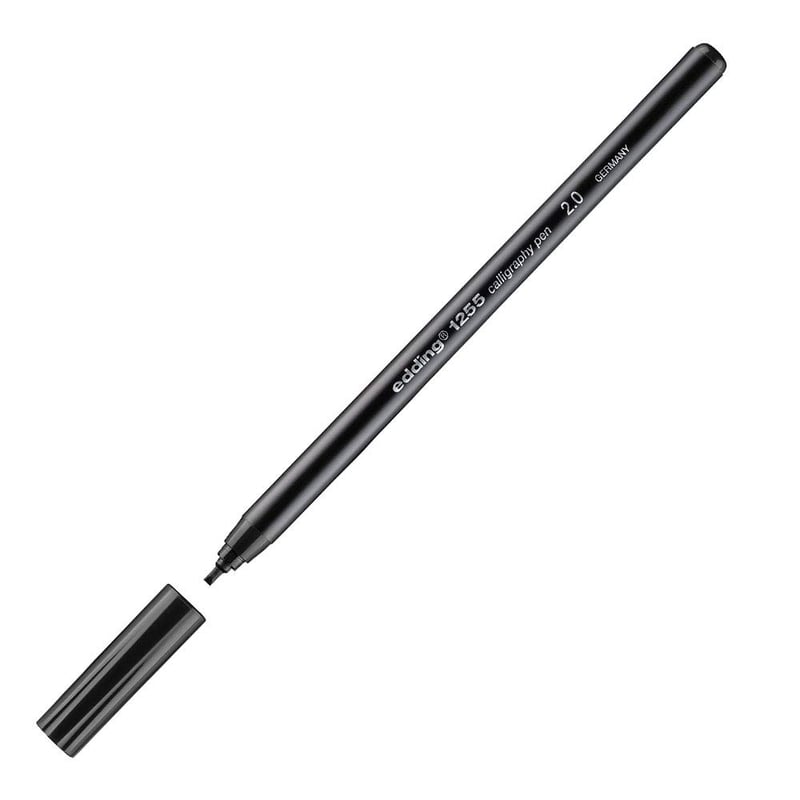 Kaligrafické pero edding 1255 – čierne – 2 mm kaligrafický hrot – na papier, drevo, terakotu, plátno – pre začiatočníkov, bullet journal, blahoželania