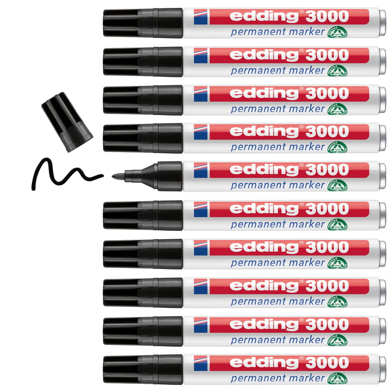 Permanentný popisovač edding 3000 - čierny - balenie 10 ks - guľatý hrot 1,5-3 mm