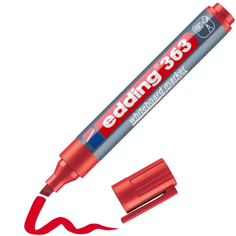 Marker pentru tablă albă edding 363, reîncărcabil, roșu, vârf tesit 1-5 mm, marker pentru tablă albă și flipchart