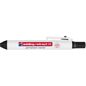 edding Retract 11 permanentni marker na uvlačenje crni, okrugli vrh 1,5-3 mm, vodootporan, brzo se suši, za karton, plastiku, drvo, metal i staklo