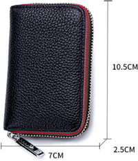Whakano Valódi Bőr Bankkártyatartó RFID Védelemmel - Pénzcsipesszel és Érmetartóval, Vízálló Unisex Pénztárca, Igazolványtartó, Fekete 5