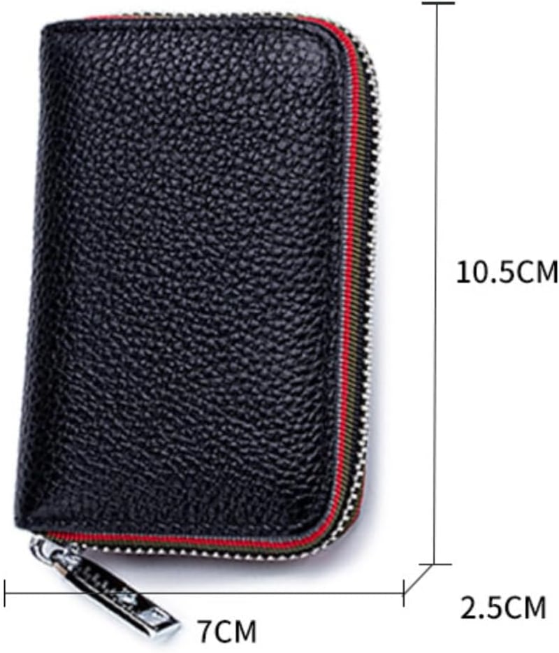 Whakano Valódi Bőr Bankkártyatartó RFID Védelemmel - Pénzcsipesszel és Érmetartóval, Vízálló Unisex Pénztárca, Igazolványtartó, Fekete