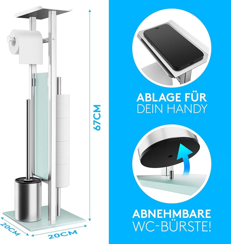 EDELHAND rozsdamentes acél WC papír tartó kefével és polccal