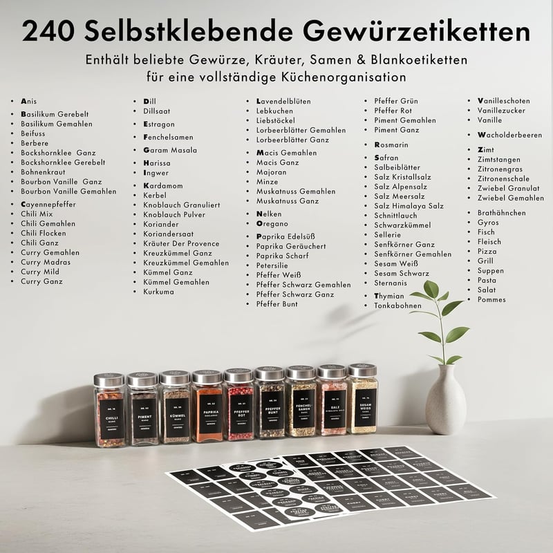 EDELHAUS 24 db fűszertartó szett rozsdamentes fedéllel 120 ml