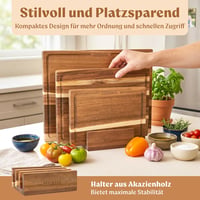EDELHAUS 3 részes akáciafa vágódeszka szett 40x30 cm-es mérettel, 2 cm vastag, szaftcsatornával 6
