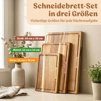 EDELHAUS 3 részes akáciafa vágódeszka szett 40x30 cm-es mérettel, 2 cm vastag, szaftcsatornával 2