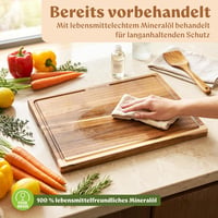 EDELHAUS 3 részes akáciafa vágódeszka szett 40x30 cm-es mérettel, 2 cm vastag, szaftcsatornával 9