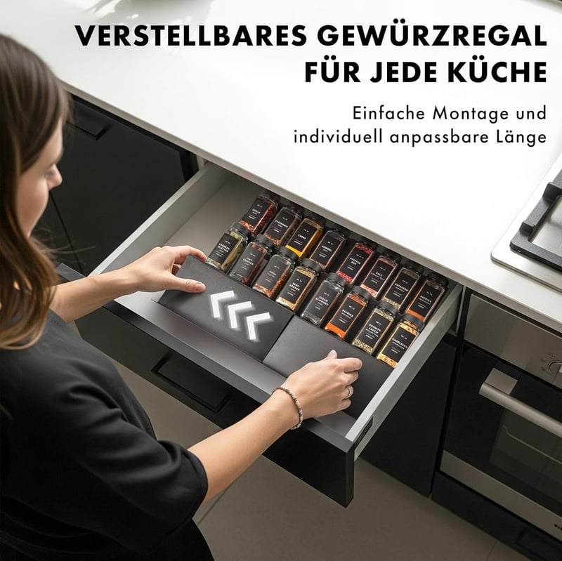 EDELHAUS Fűszertartó Fiók 24 Üveggel Címkékkel Konyhai Szervező