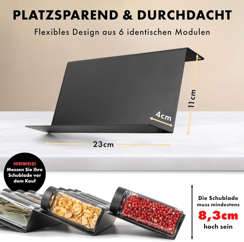 EDELHAUS Fűszertartó Fiók 24 Üveggel Címkékkel Konyhai Szervező
