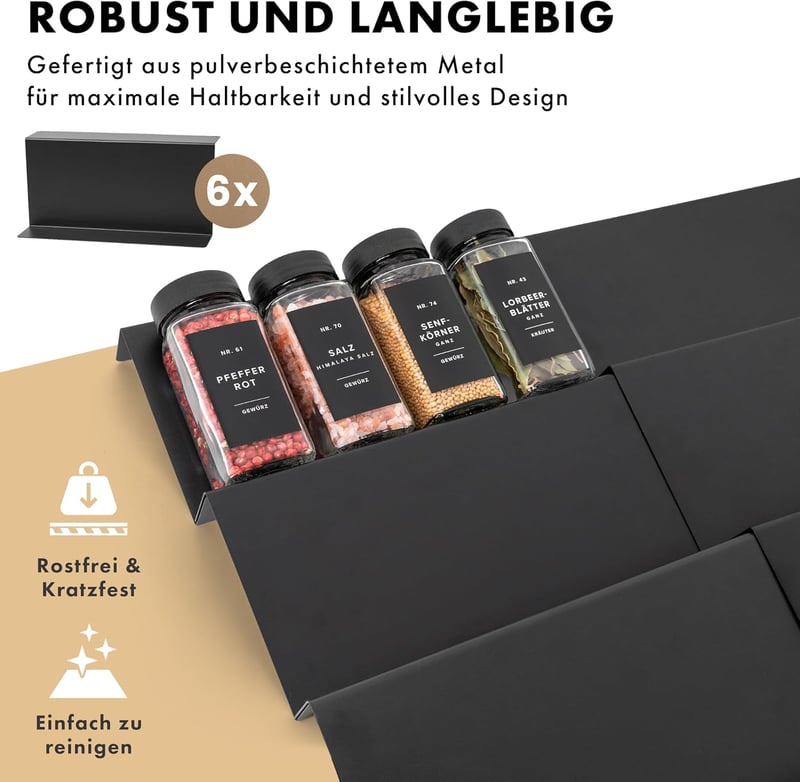 EDELHAUS Fűszertartó Fiók 24 Üveggel Címkékkel Konyhai Szervező