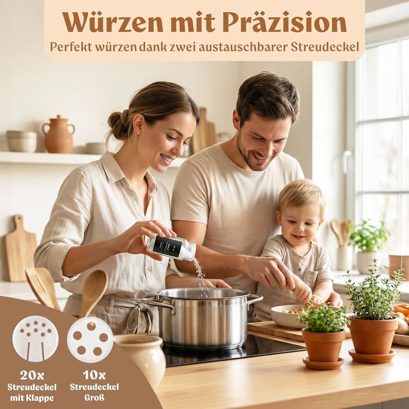 EDELHAUS Fűszertartó szett 120ml matt fekete 24db címkékkel és szóróval