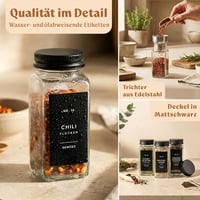 EDELHAUS Fűszertartó szett 120ml matt fekete 24db címkékkel és szóróval 8