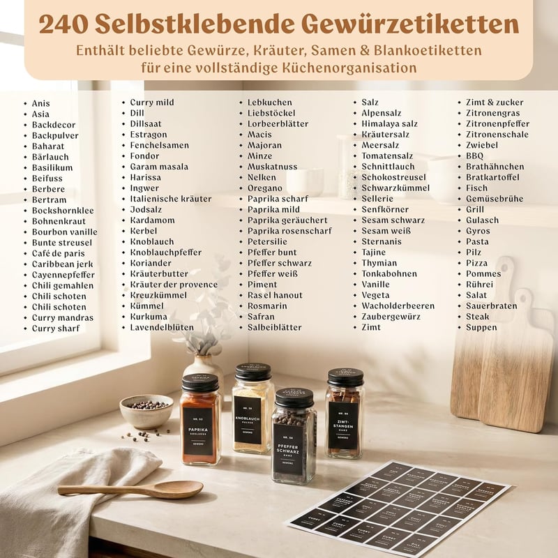 EDELHAUS Fűszertartó szett 120ml matt fekete 24db címkékkel és szóróval