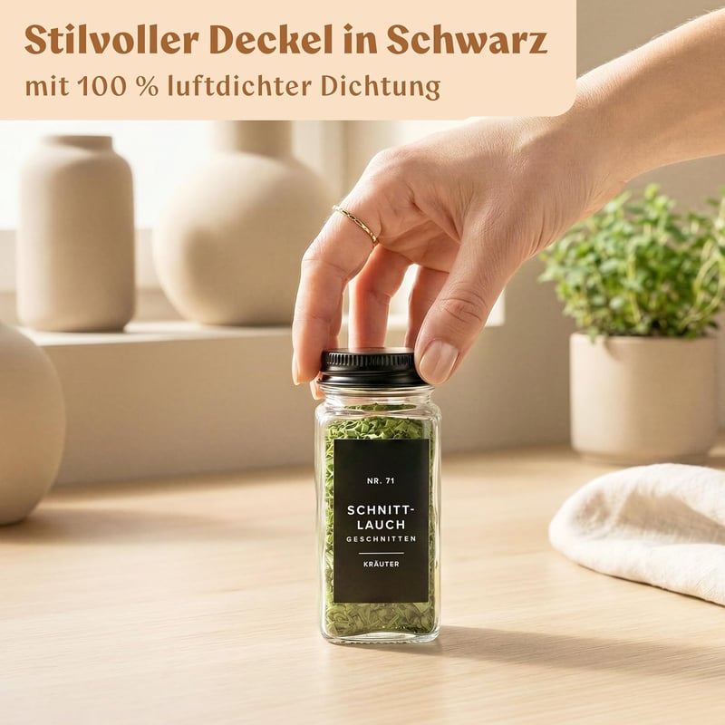 EDELHAUS Fűszertartó szett 120ml matt fekete 24db címkékkel és szóróval