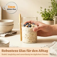 EDELHAUS staklenke za Overnight Oats s poklopcem, žlicom i naljepnicama (4 x 500 ml) - Set posuda za musli, jogurt i chia puding, nepropusne 4