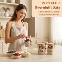 EDELHAUS staklenke za Overnight Oats s poklopcem, žlicom i naljepnicama (4 x 500 ml) - Set posuda za musli, jogurt i chia puding, nepropusne 5