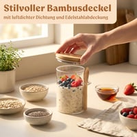 EDELHAUS staklenke za Overnight Oats s poklopcem, žlicom i naljepnicama (4 x 500 ml) - Set posuda za musli, jogurt i chia puding, nepropusne 3