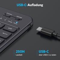 Emetok Német QWERTZ Bluetooth Billentyűzet iPad/iPhone/Android Készülékekhez, Nagyobb Billentyűkkel, Újratölthető, Ultravékony, Fekete 6