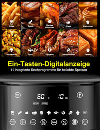 Cookwise 7,2L Forrólevegős Sütő Betekintő Ablakkal - 13 az 1-ben XXL Airfryer Előmelegítés, Melegen Tartás és Kiolvasztás Funkcióval, Olajme 3