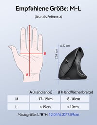 TECKNET Ergonomikus Vezeték Nélküli Egér - Újratölthető, 4800 DPI, Csendes Kattintás, 6 Gomb, LED Kijelző, Fekete 5