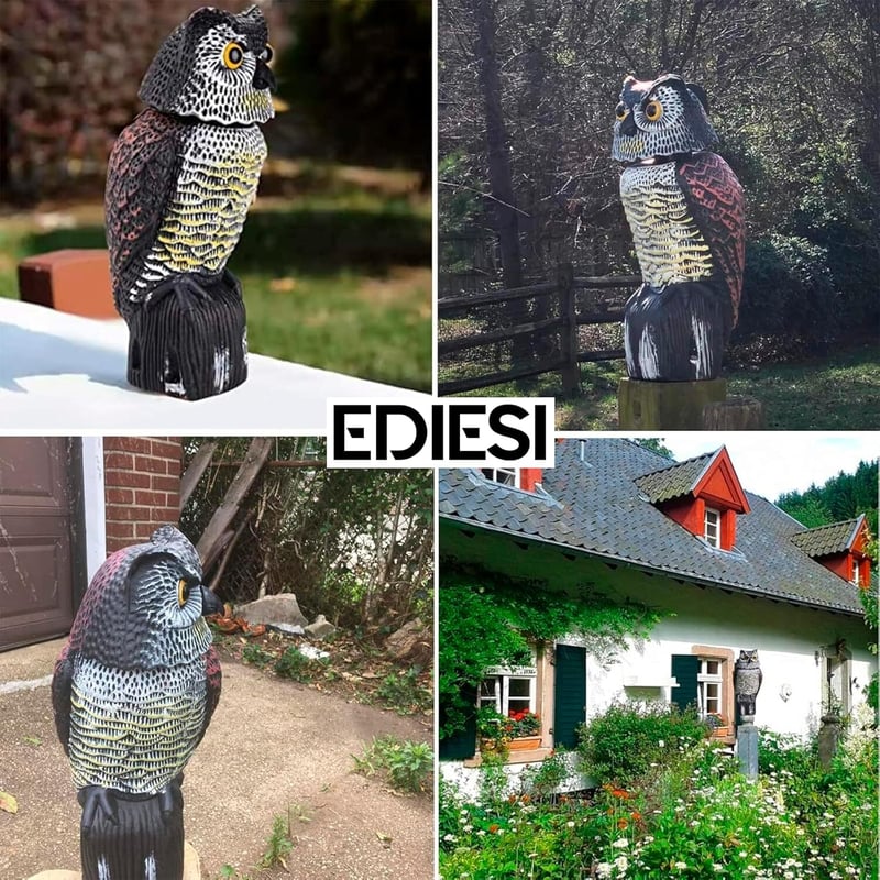 EDIESI Madárriasztó Bagoly 360° Mozgó Fejjel - Kert és Terasz Védelme
