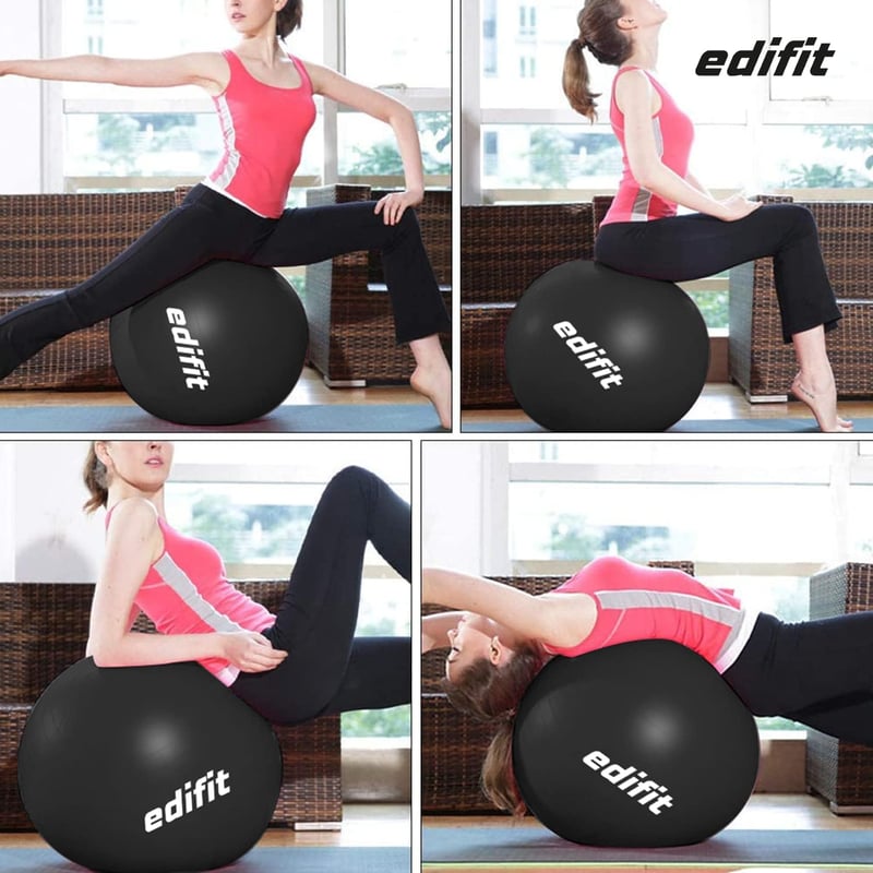 EDIFIT Gimnasztikai Labda 55 65 75cm Pezziball Pilates Jóga Ülőlabda Pumpával - 65cm, Black