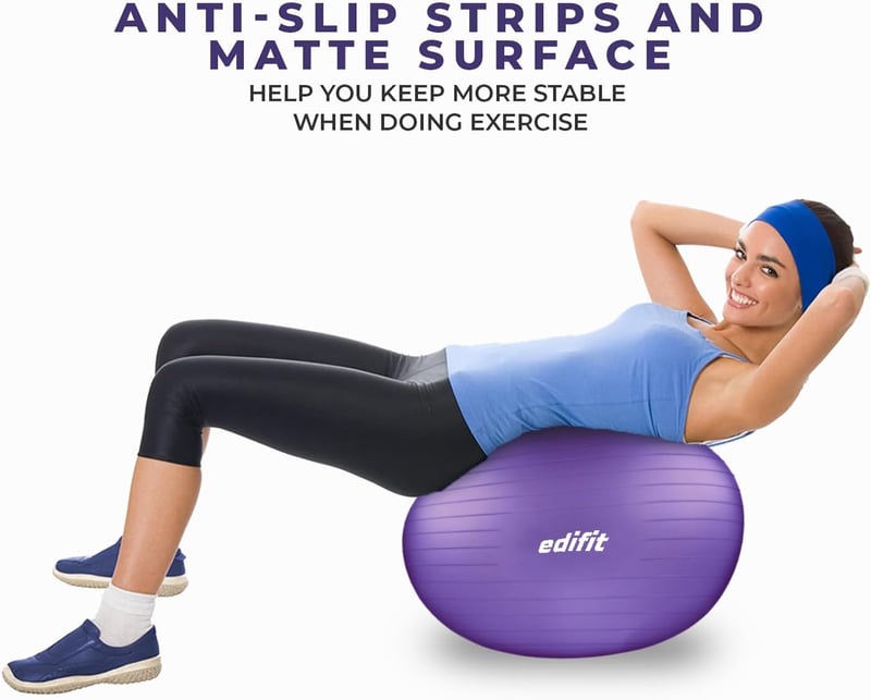 EDIFIT Gimnasztikai Labda 55 65 75cm Pezziball Pilates Jóga Ülőlabda Pumpával - 65cm, Purple