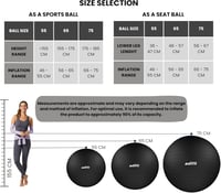 EDIFIT Gimnasztikai Labda 55 65 75cm Pezziball Pilates Jóga Ülőlabda Pumpával - 65cm, Black 3